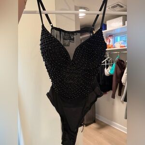 Windsor Black Beaded Mesh Bodysuit